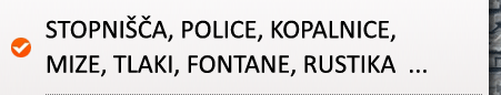Stopnišča, tlaki, rustika in fontane